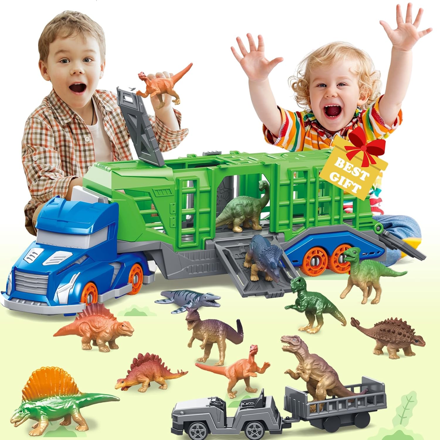 Kids Toys Videos - Set Mainan Kendaraan Pengangkut Dinosaurus Termasuk