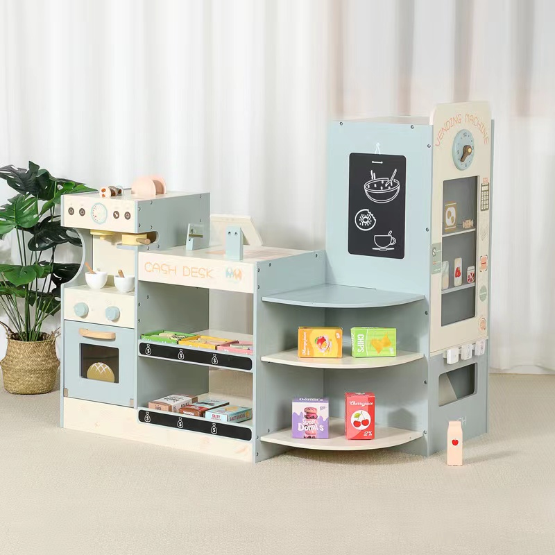 Kids Toys Store - Set Permainan Toko Kelontong Kayu Anak-Anak,