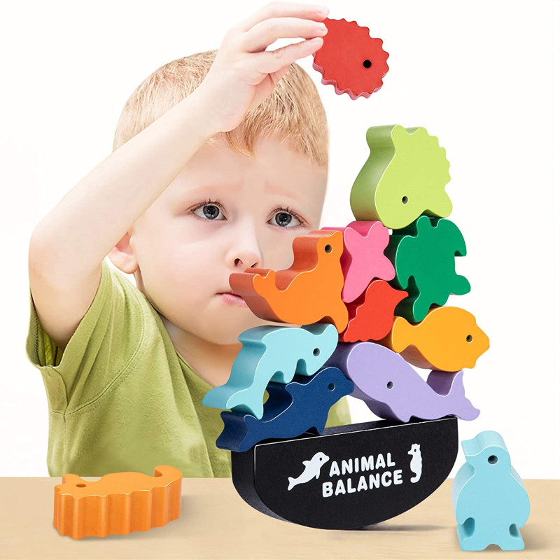 Kids Toys Videos - Anak-anak baru Montessori kayu hewan keseimbangan