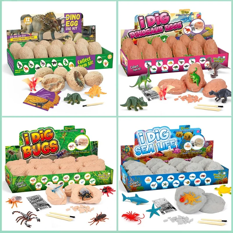 Kids Toys Videos - 12 Buah Kit Penggalian Telur Dinosaurus