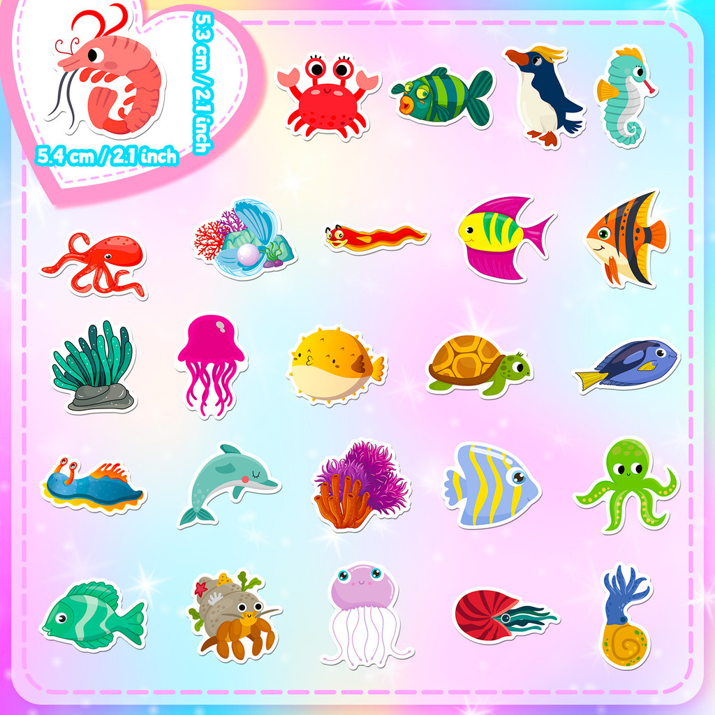50 Buah Stiker Kehidupan Laut  - Kids Toys Store ulasan dan harga